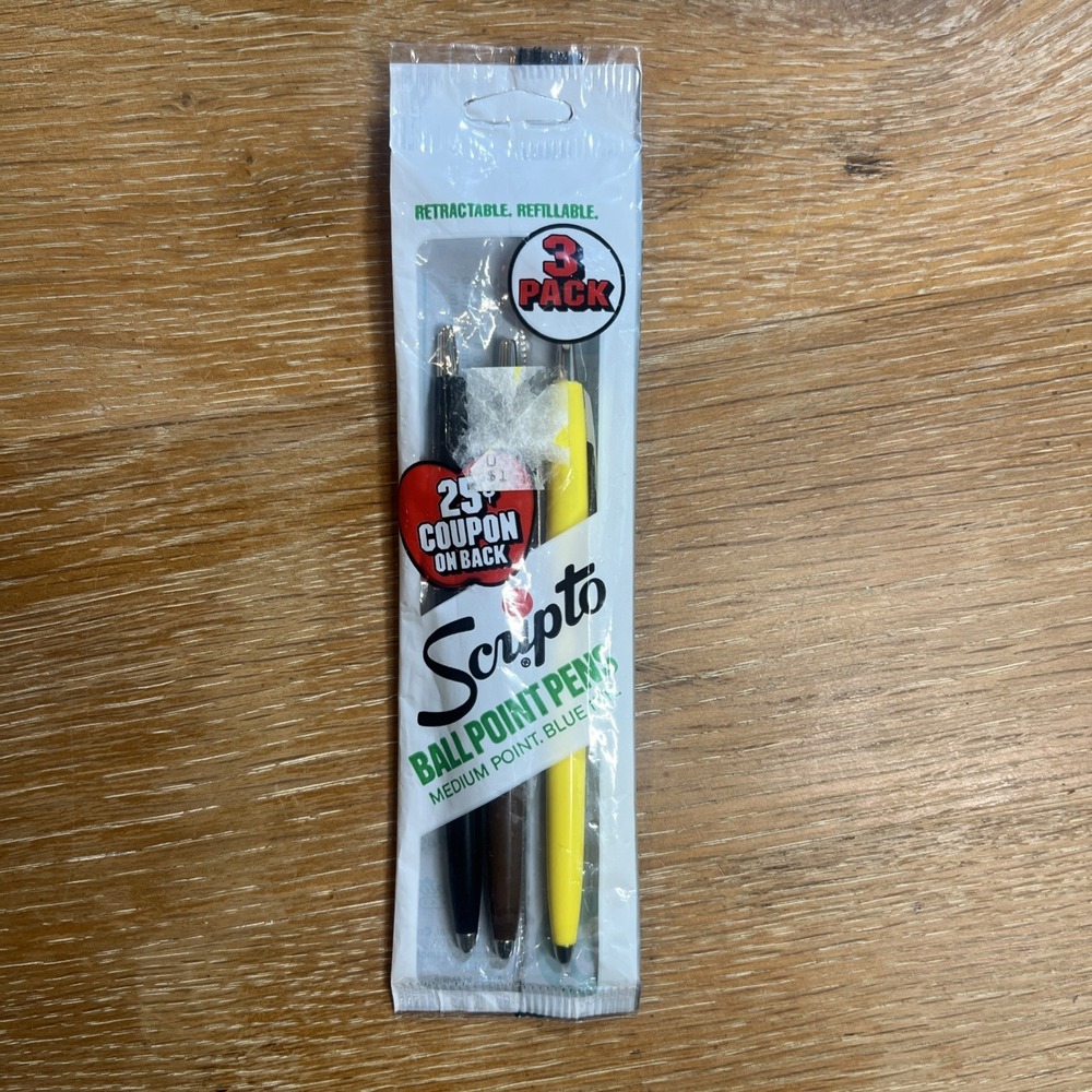 Vintage Scripto Blue Ink Medium Point Ball Point Pens 3 Pack B249 1984